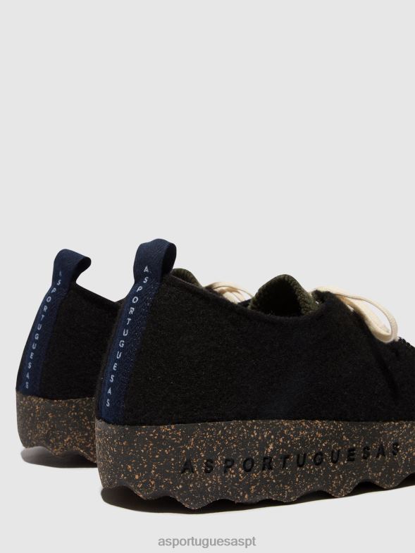 806V2208 bate-papo com sapatos de cadarço homens Asportuguesas preto/verde militar sapato