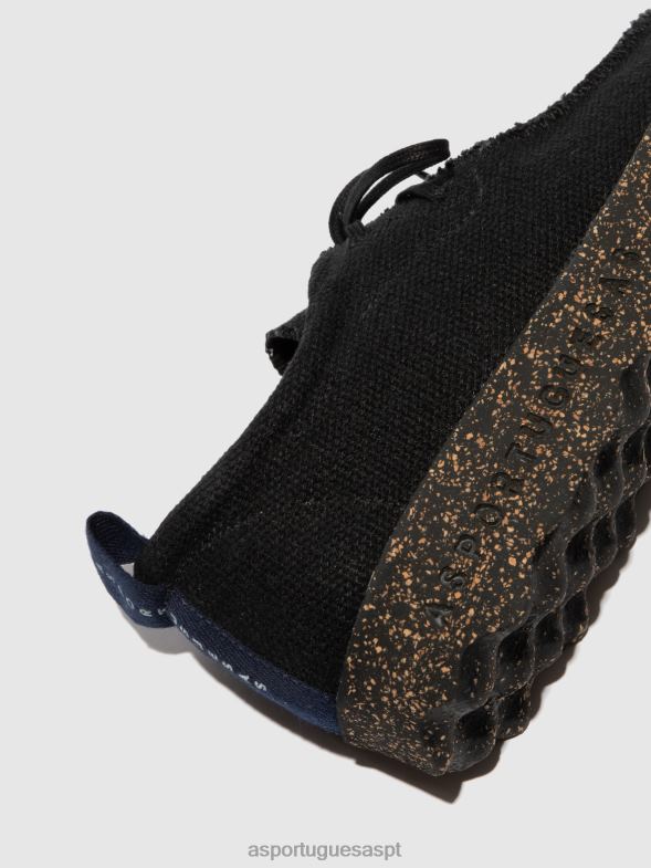 806V2198 bate-papo com tênis de amarrar homens Asportuguesas linho preto reciclado treinadores