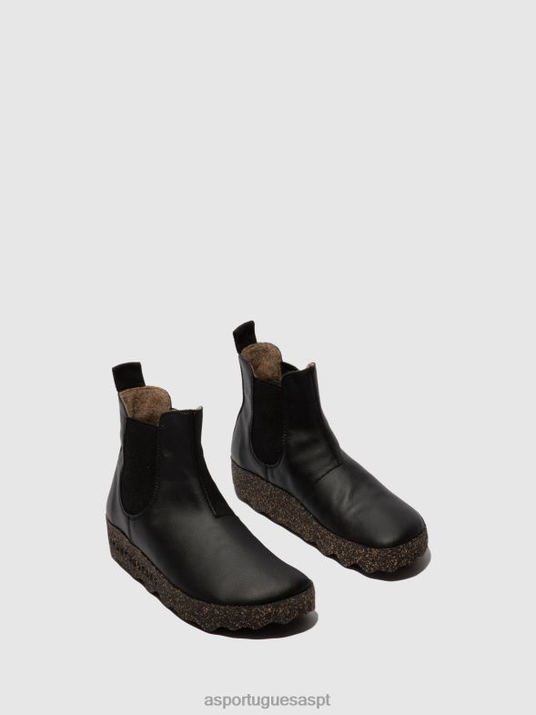 806V2147 chelsea botins caia mulheres Asportuguesas preto vegano botas