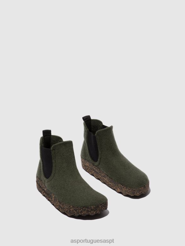 806V2151 chelsea botins caia mulheres Asportuguesas verde militar botas