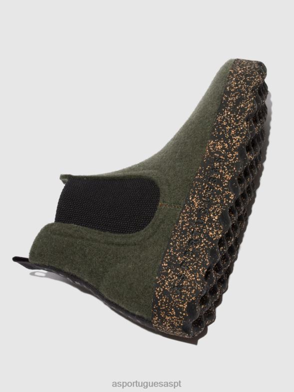 806V2151 chelsea botins caia mulheres Asportuguesas verde militar botas