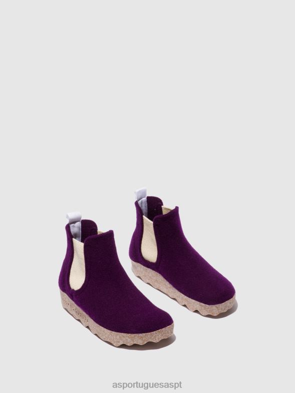 806V2152 chelsea botins caia mulheres Asportuguesas roxo escuro botas