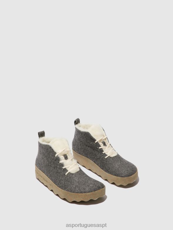 806V2159 bolo de botins de renda mulheres Asportuguesas antracite botas