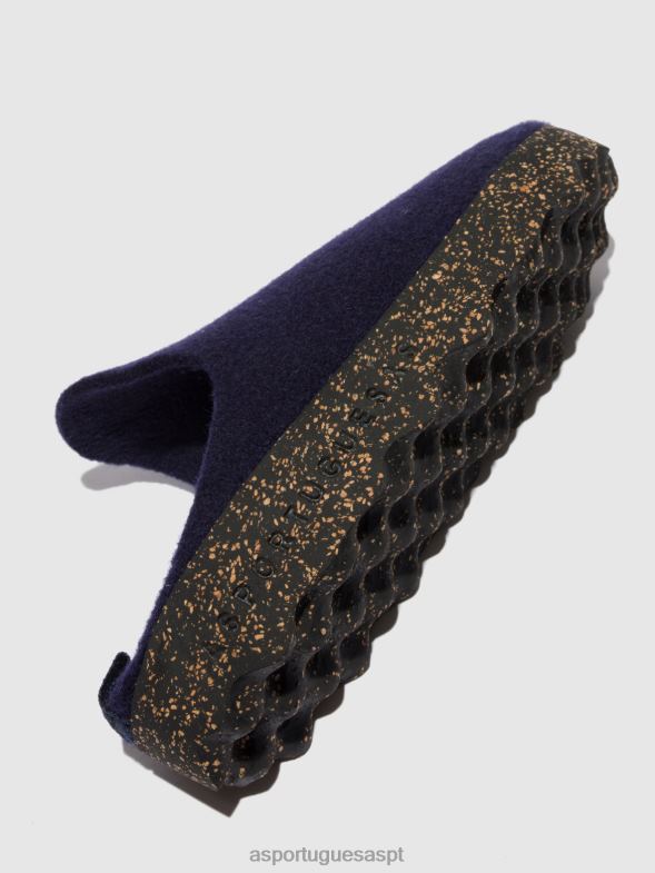 806V2121 mulas de dedo redondo vêm mulheres Asportuguesas marinha mulas