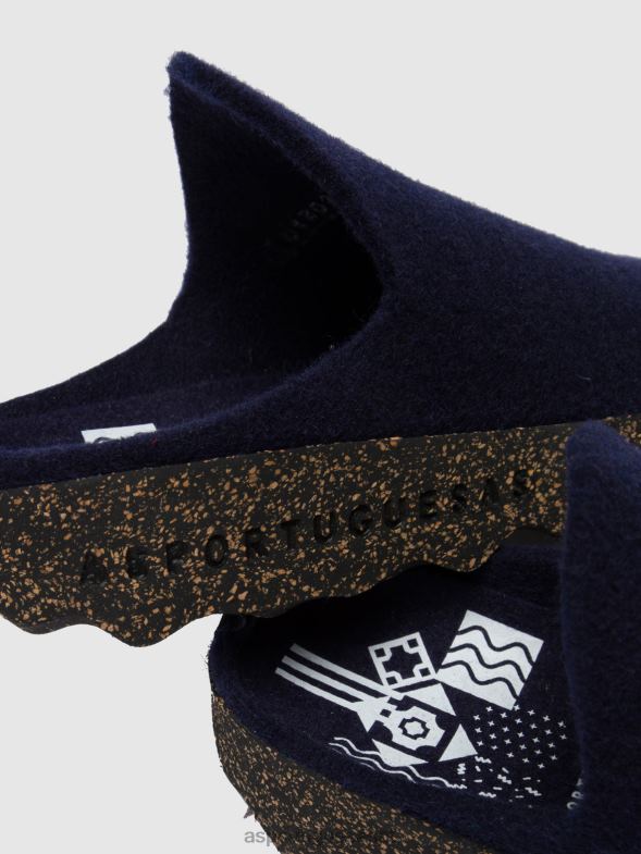 806V2121 mulas de dedo redondo vêm mulheres Asportuguesas marinha mulas