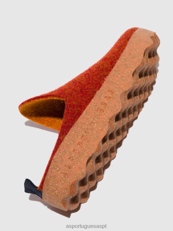 806V2122 mulas de dedo redondo vêm mulheres Asportuguesas Laranja vermelha mulas
