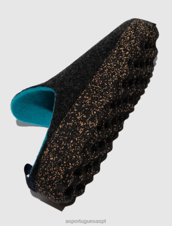 806V2126 mulas de dedo redondo vêm mulheres Asportuguesas antracite mulas