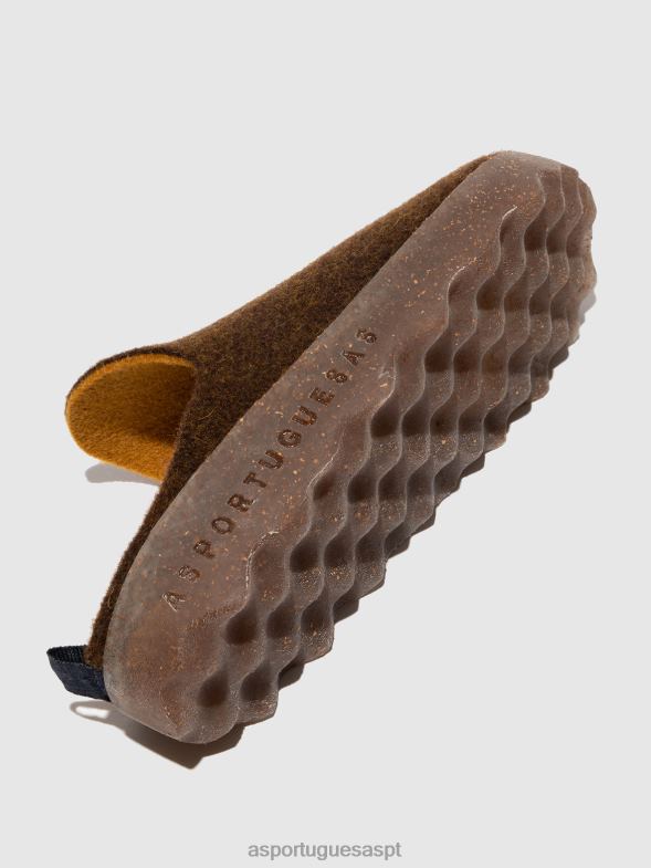 806V2127 mulas de dedo redondo vêm mulheres Asportuguesas caramelo mulas