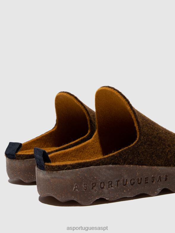 806V2127 mulas de dedo redondo vêm mulheres Asportuguesas caramelo mulas