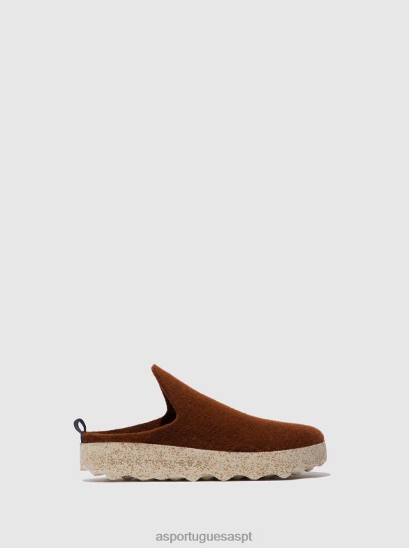 806V2128 mulas de dedo redondo vêm mulheres Asportuguesas marrom mulas