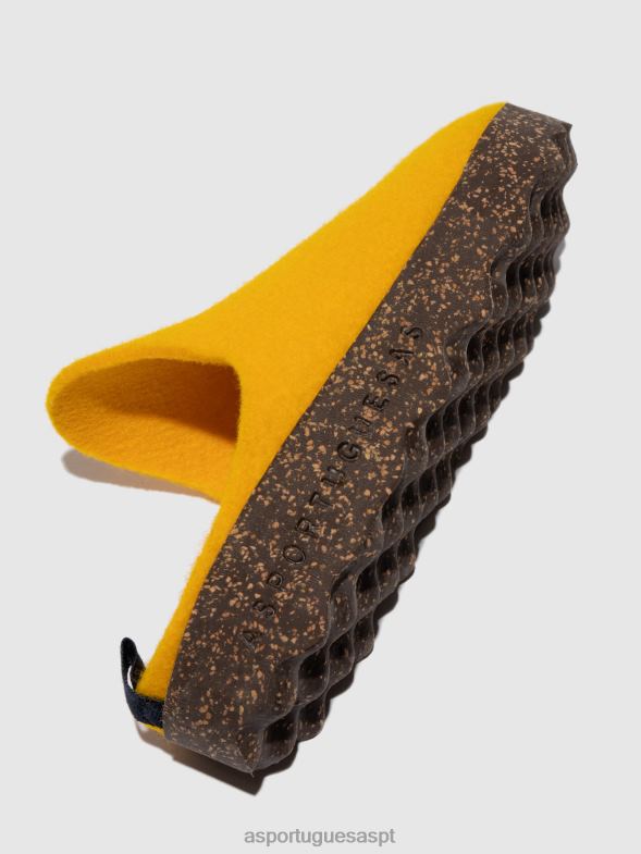 806V2131 mulas de dedo redondo vêm mulheres Asportuguesas amarelo mulas