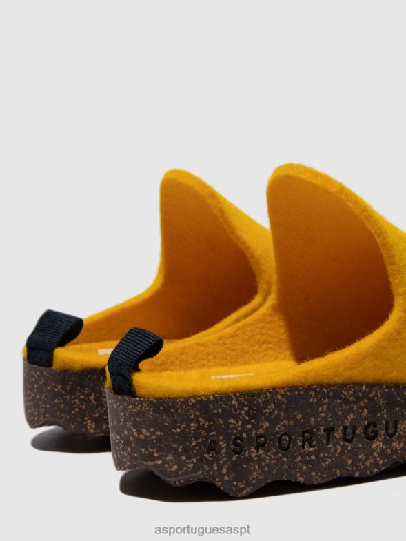 806V2131 mulas de dedo redondo vêm mulheres Asportuguesas amarelo mulas