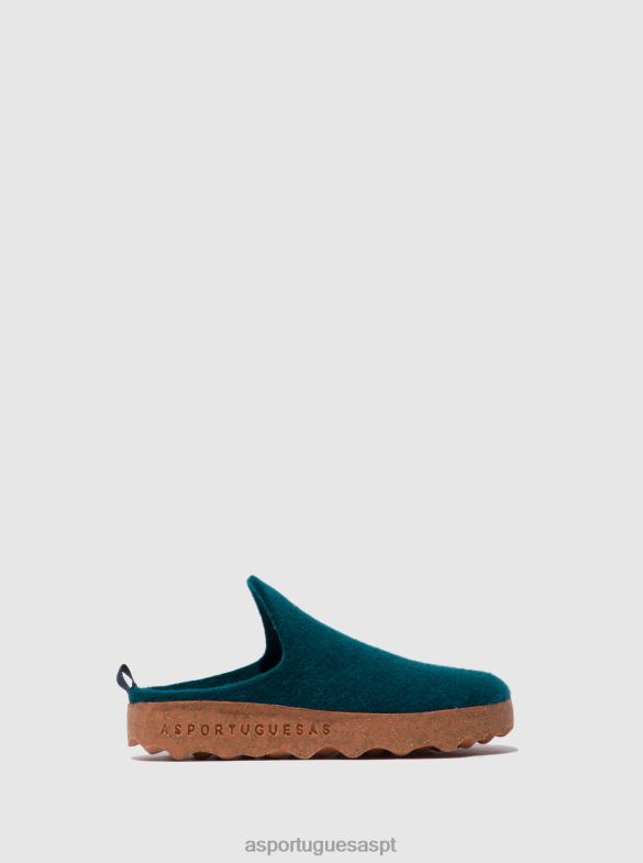 806V2132 mulas de dedo redondo vêm mulheres Asportuguesas azul pavão mulas