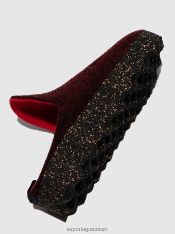 806V2133 mulas de dedo redondo vêm mulheres Asportuguesas Merlot mulas