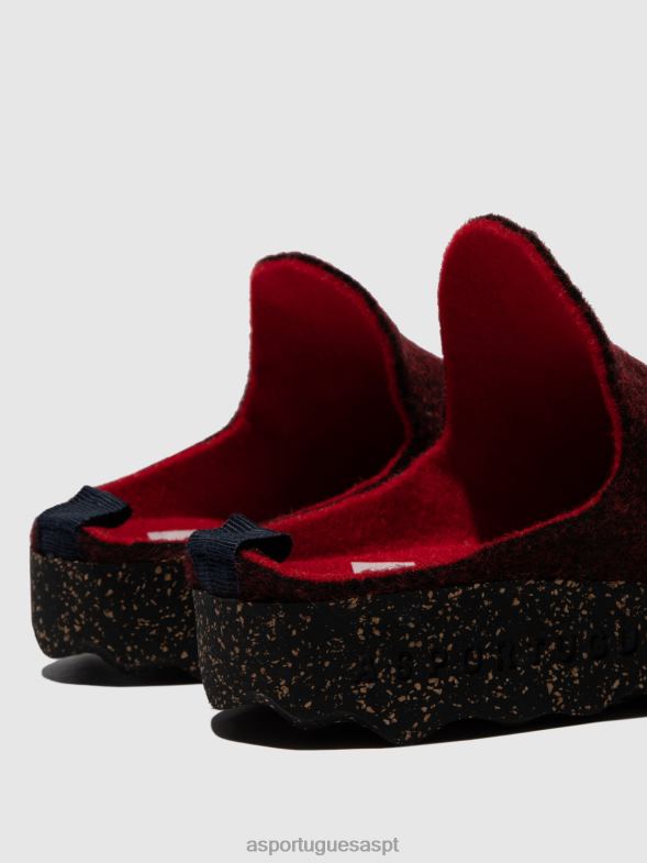 806V2133 mulas de dedo redondo vêm mulheres Asportuguesas Merlot mulas