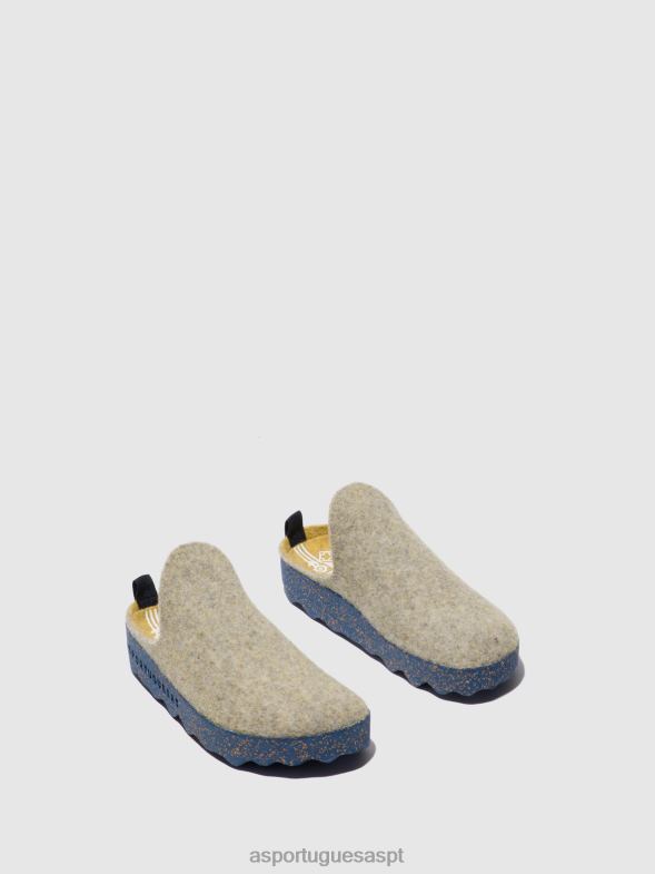 806V2135 mulas de dedo redondo vêm mulheres Asportuguesas cinza amarelo mulas