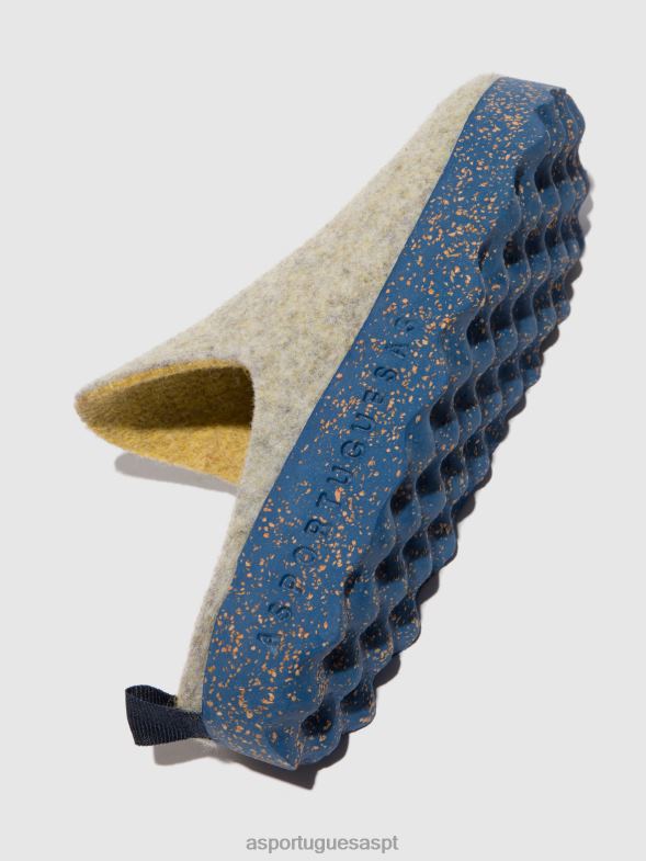 806V2135 mulas de dedo redondo vêm mulheres Asportuguesas cinza amarelo mulas