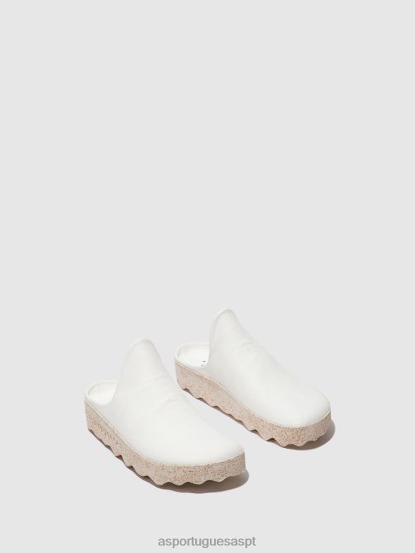 806V2137 mules slip-on em argila mulheres Asportuguesas branco mulas