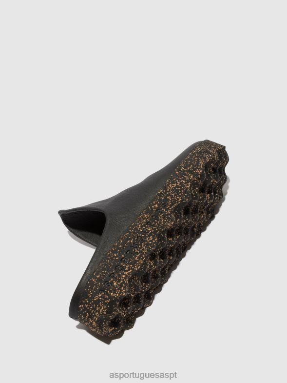 806V2138 mules slip-on em argila mulheres Asportuguesas preto mulas