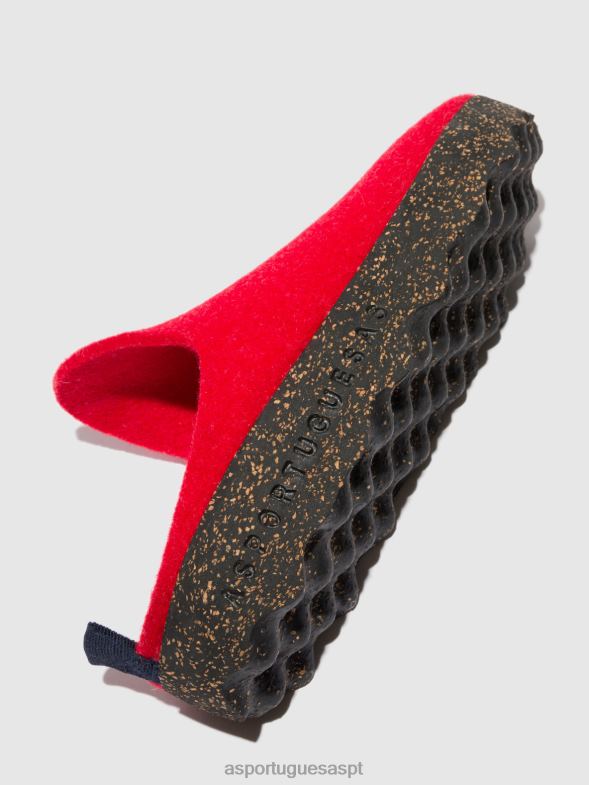 806V2142 mulas de dedo redondo vêm mulheres Asportuguesas vermelho mulas