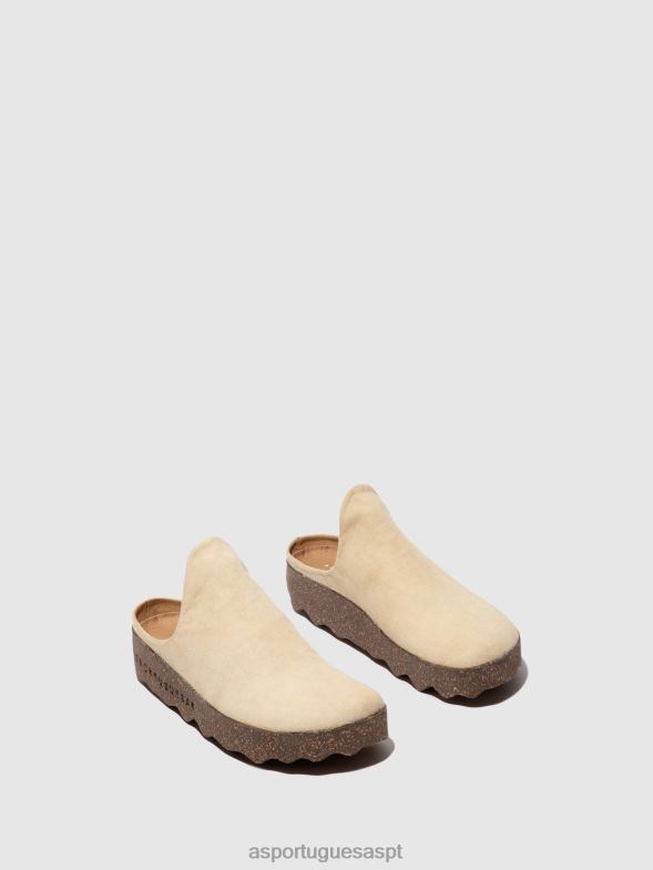 806V2146 mules slip-on em argila mulheres Asportuguesas bege (camurça) mulas