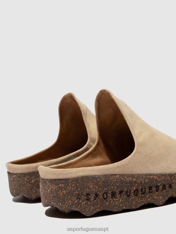 806V2146 mules slip-on em argila mulheres Asportuguesas bege (camurça) mulas