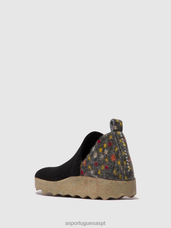 806V2107 sapato redondo cidade mulheres Asportuguesas dehor de feltro preto sapato