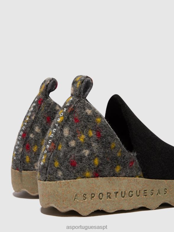 806V2107 sapato redondo cidade mulheres Asportuguesas dehor de feltro preto sapato