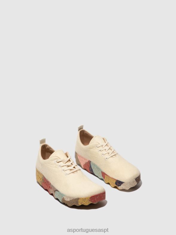 806V261 acampamento de sapatos mulheres Asportuguesas pinatex creme e sola multicolor sapato