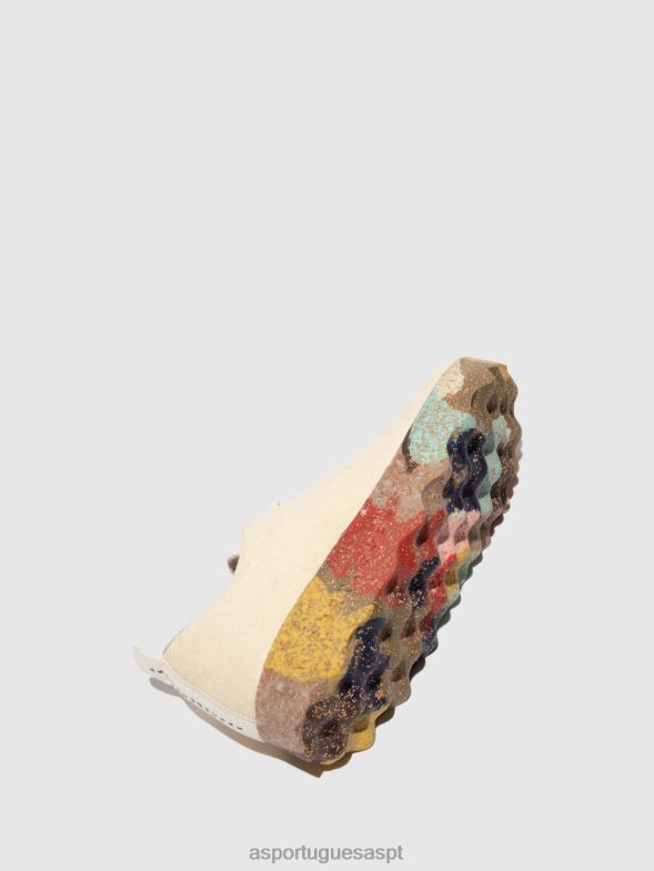 806V261 acampamento de sapatos mulheres Asportuguesas pinatex creme e sola multicolor sapato