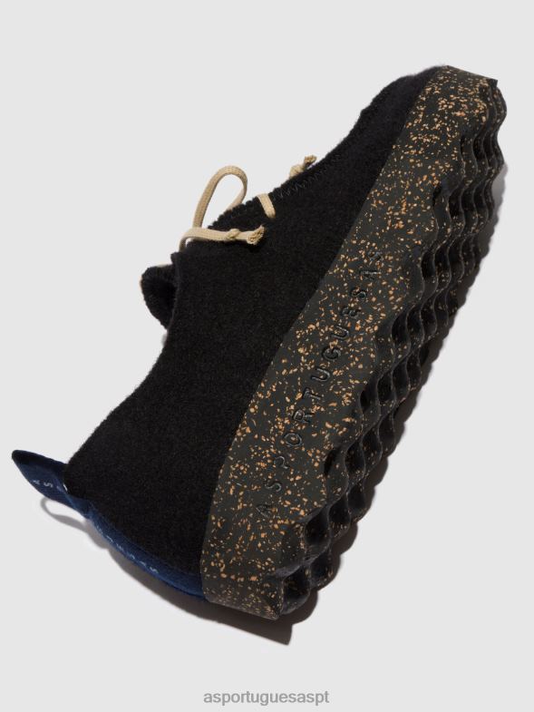 806V262 bate-papo com sapatos de cadarço mulheres Asportuguesas preto sapato