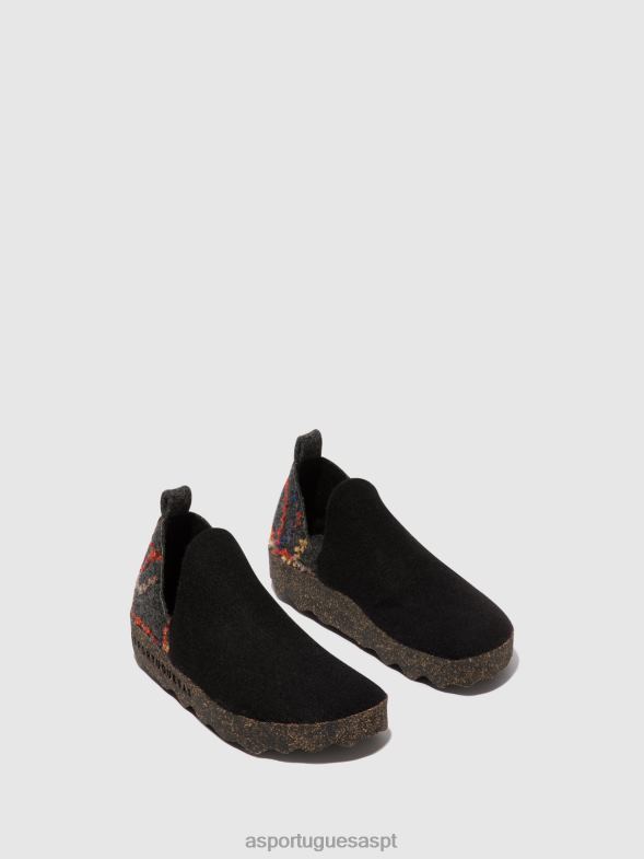 806V271 sapato redondo cidade mulheres Asportuguesas presente de feltro preto sapato