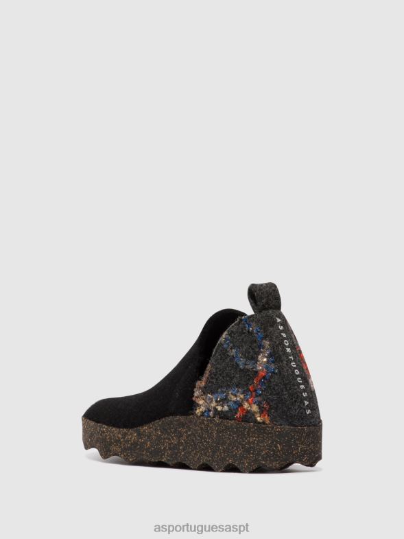 806V271 sapato redondo cidade mulheres Asportuguesas presente de feltro preto sapato