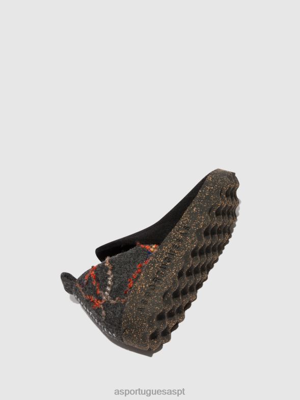 806V271 sapato redondo cidade mulheres Asportuguesas presente de feltro preto sapato