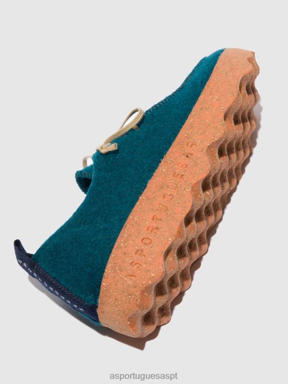 806V274 bate-papo com sapatos de cadarço mulheres Asportuguesas azul pavão sapato